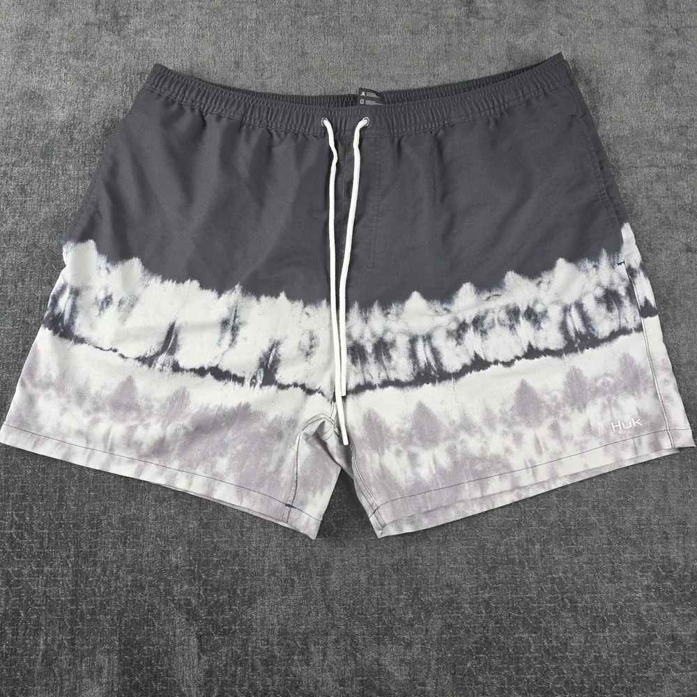 HUK Pursuit Volley Swim Trunk Shorts Mens XXL Salt Dye Grey 5